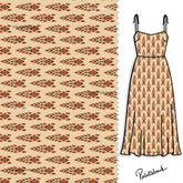 Beige Ikat Motif Print For Dresses